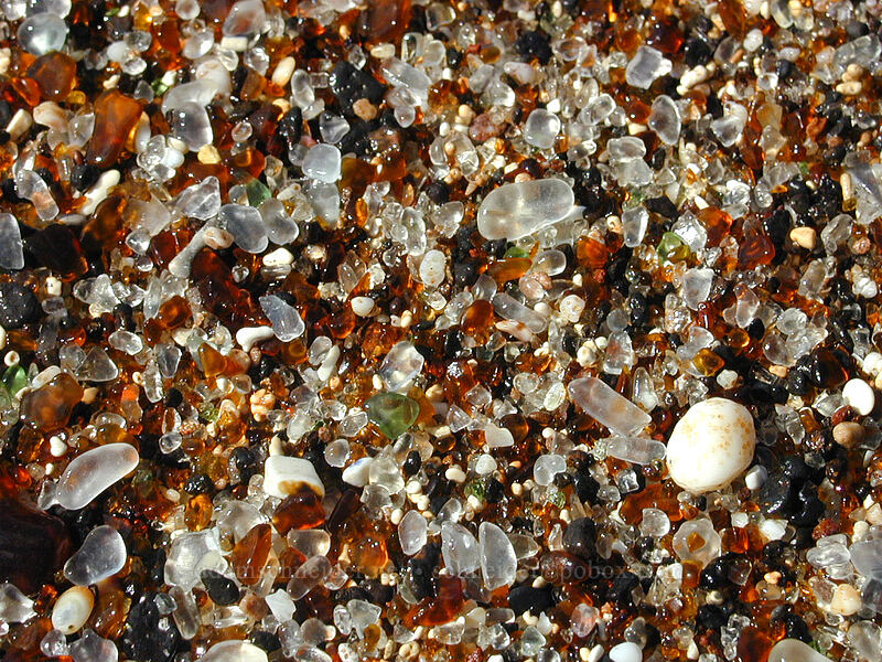 large rocks and beach glass [Glass Beach, Port Allen, Kaua'i, Hawaii]