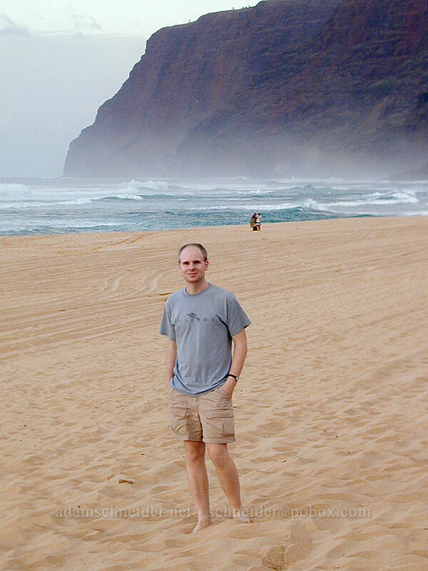 Adam on the beach [Polihale Beach, Polihale State Park, Kaua'i, Hawaii]