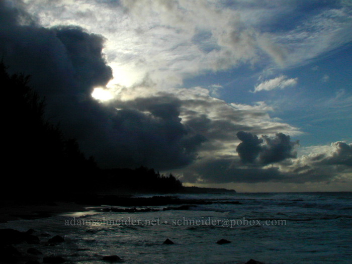 late afternoon clouds [Kauapea Beach, Kilauea, Kaua'i, Hawaii]