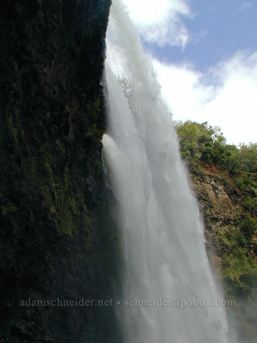 Wailua Falls from the side of the pool [Wailua Falls, Wailua River State Park, Kaua'i, Hawaii]