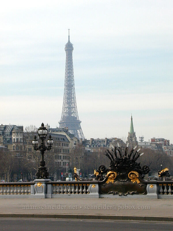 Eiffel Tower & bridge adornments [Pont Alexandre III, Paris, Île-de-France, France]