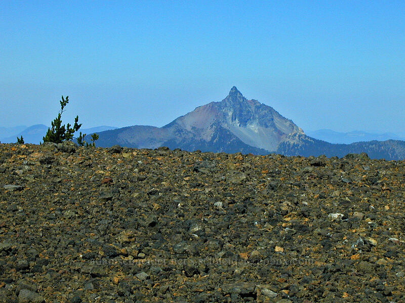 Mt. Washington & yellowish cinders [Black Crater summit, Three Sisters Wilderness, Deschutes County, Oregon]