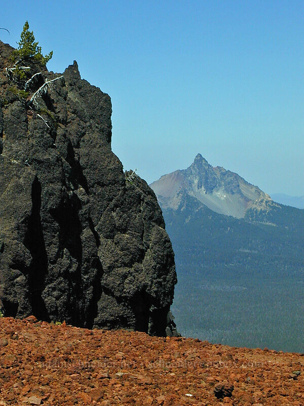 Mt. Washington & reddish cinders [Black Crater summit, Three Sisters Wilderness, Deschutes County, Oregon]