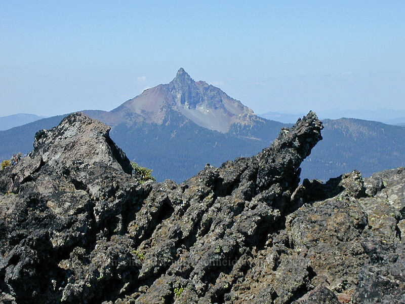 Mt. Washington & rugged basalt [Black Crater rim, Three Sisters Wilderness, Deschutes County, Oregon]