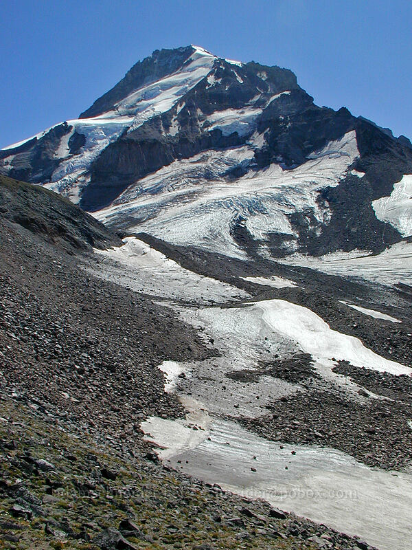 Mount Hood & Ladd Glacier [Bottom of Barrett Spur, Mt. Hood Wilderness, Hood River County, Oregon]