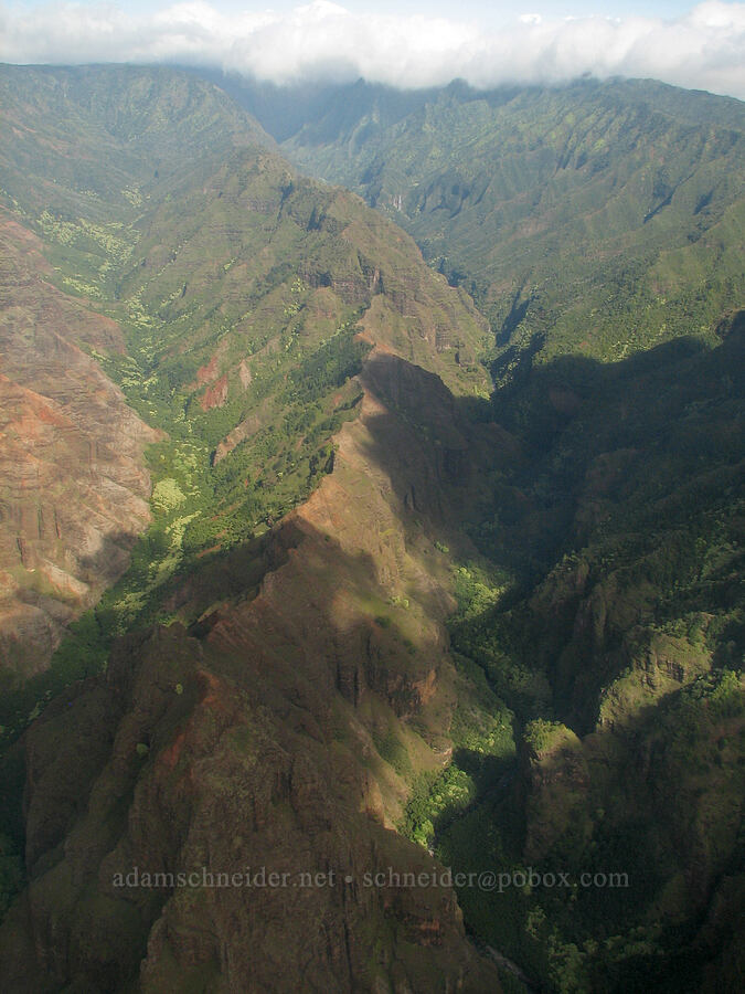 Kahana Valley & Olokele Canyon [airplane tour, Kaua'i, Hawaii]