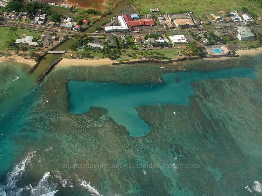 Mo'ikeha Canal & coral reefs [airplane tour, Kaua'i, Hawaii]