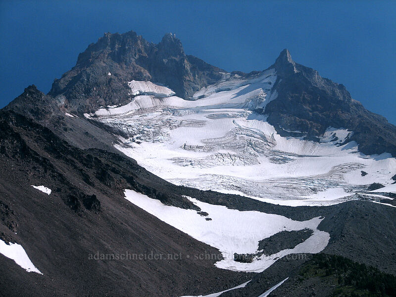Mount Jefferson's summit & Jefferson Park Glacier [Scout Lake, Jefferson Park, Mt. Jefferson Wilderness, Marion County, Oregon]
