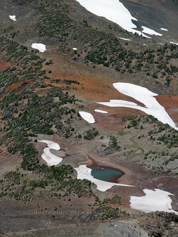 Chambers Lakes & the remnants of Carver Glacier [South Sister summit, Three Sisters Wilderness, Deschutes County, Oregon]