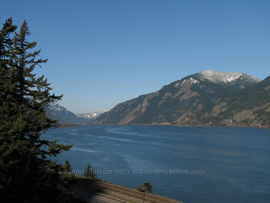 Snow on Dog Mountain [Mitchell Point Overlook, Columbia River Gorge, Hood River County, Oregon]