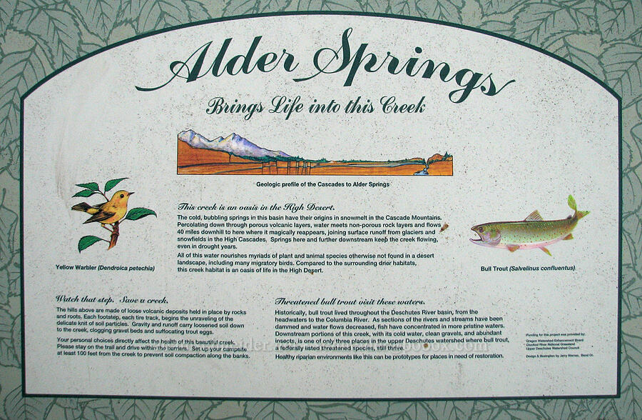 didactic panel about Alder Springs [Alder Springs, Jefferson County, Oregon]