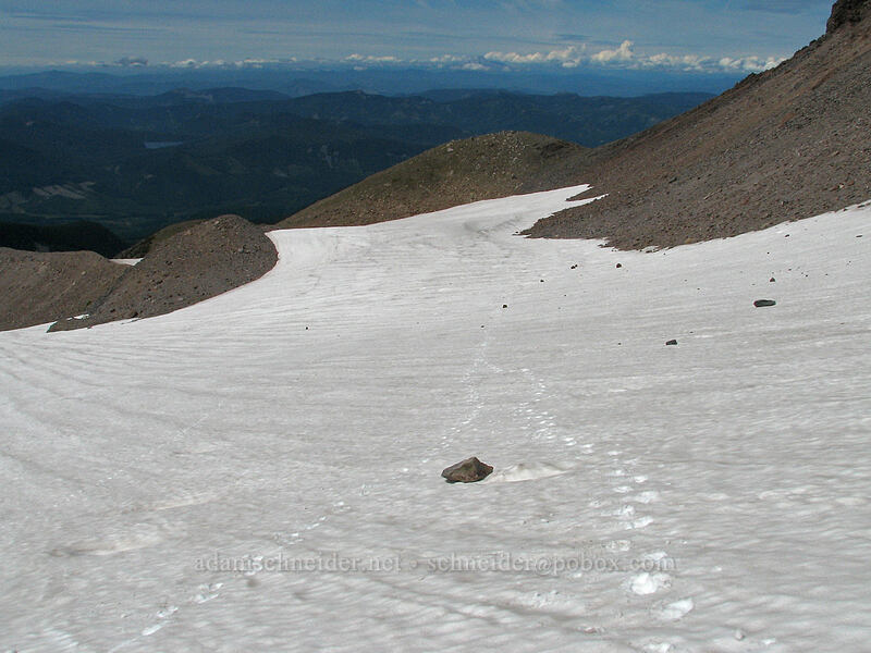 view to the north across the snow [Ladd Glacier, Mt. Hood Wilderness, Hood River, Oregon]