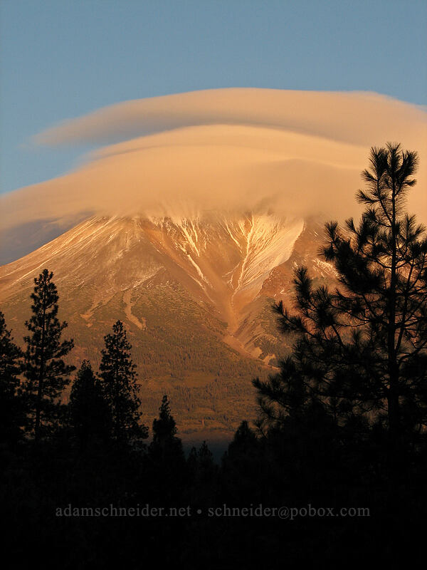 lenticular clouds over Shastina [South Weed Blvd., Weed, Siskiyou County, California]