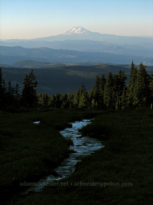 Mt. Adams & a small stream [Wy'east Basin, Mt. Hood Wilderness, Hood River County, Oregon]