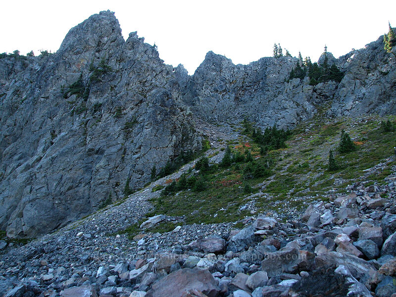 the east chute/gully of Lemei Rock [Lemei Trail, Indian Heaven Wilderness, Skamania County, Washington]