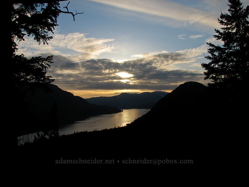 sunset over the Columbia River [Dog Mountain Trail, Gifford Pinchot National Forest, Skamania County, Washington]