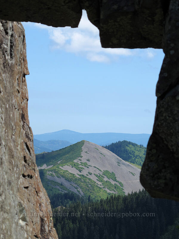 Little Baldy through the arch [Ed's Trail, Silver Star Mountain, Gifford Pinchot Nat'l Forest, Skamania County, Washington]