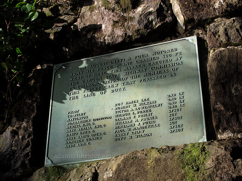 B-17 Bomber memorial plaque [Cape Lookout State Park, Tillamook County, Oregon]