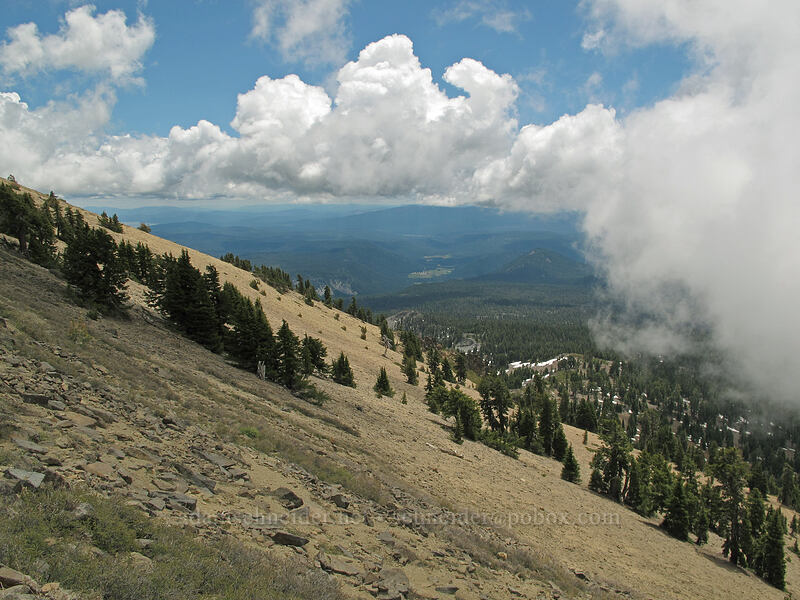 view to the southeast [Brokeoff Mountain Trail, Lassen Volcanic National Park, Shasta County, California]