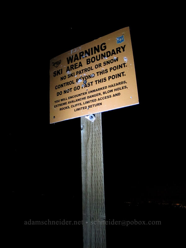 ski area boundary sign [Timberline Ski Area, Mt. Hood National Forest, Clackamas County, Oregon]