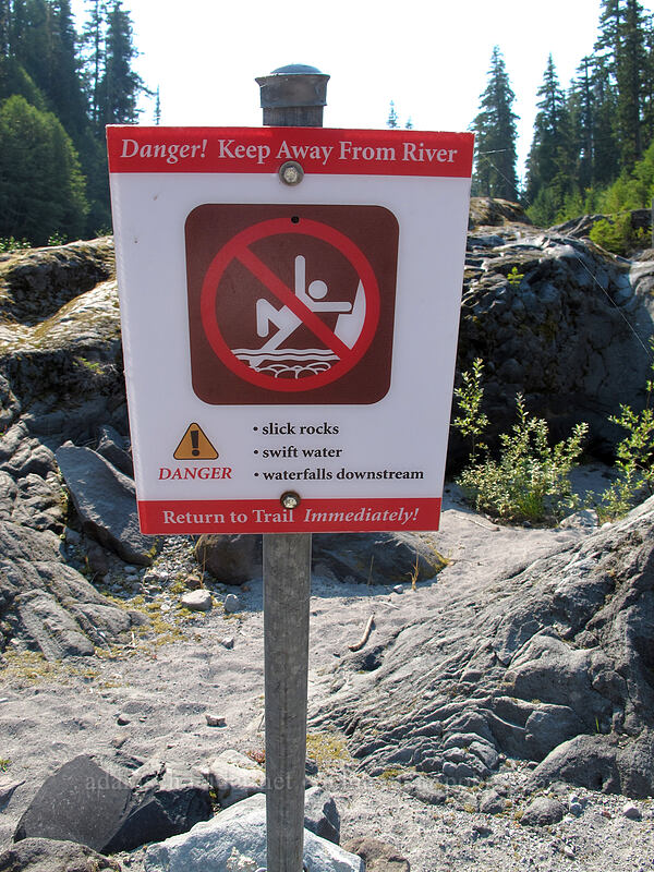 another dramatic warning sign [Lava Canyon Trail, Mt. St. Helens National Volcanic Monument, Skamania County, Washington]