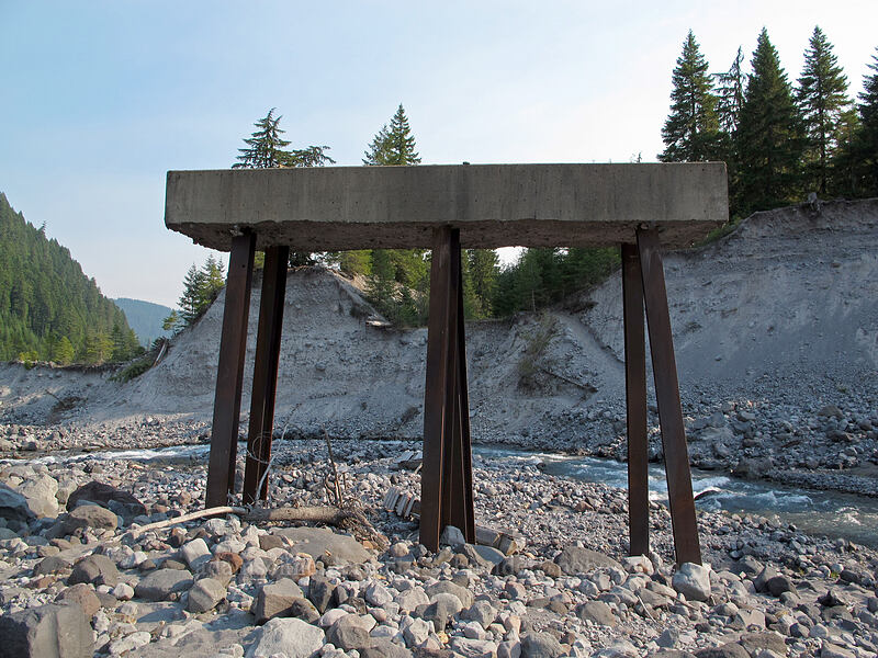 washed-out bridge supports [Muddy River, Mt. St. Helens National Volcanic Monument, Skamania County, Washington]
