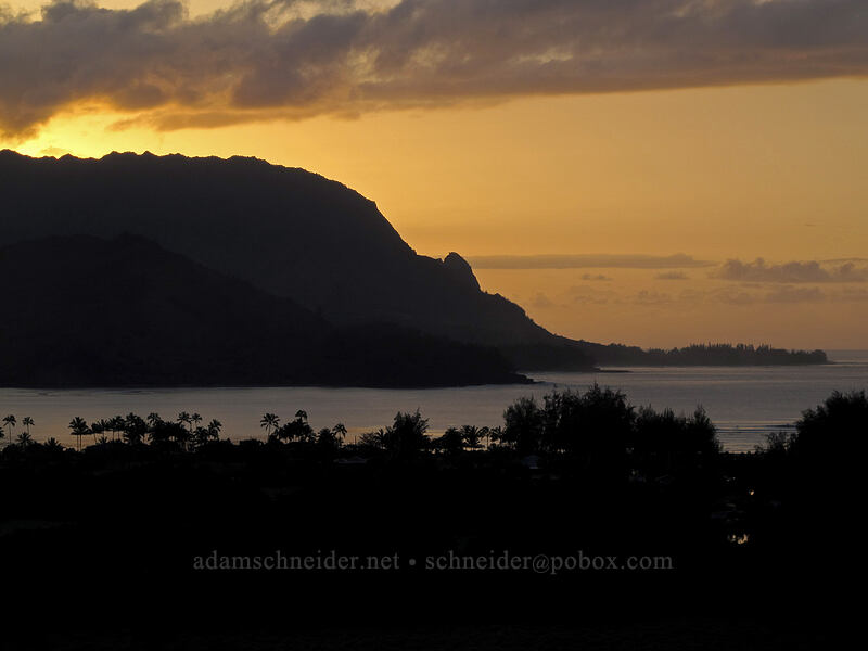 sunset over Hanalei Bay [Kuhio Highway, Princeville, Kaua'i, Hawaii]