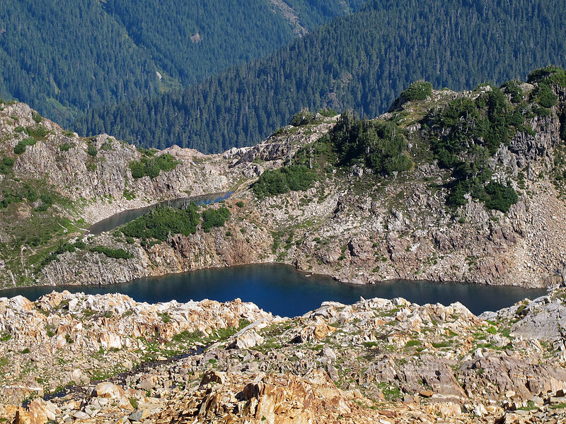 Foggy Lake & a tarn to its east [Gothic Peak, Morning Star NRCA, Snohomish County, Washington]