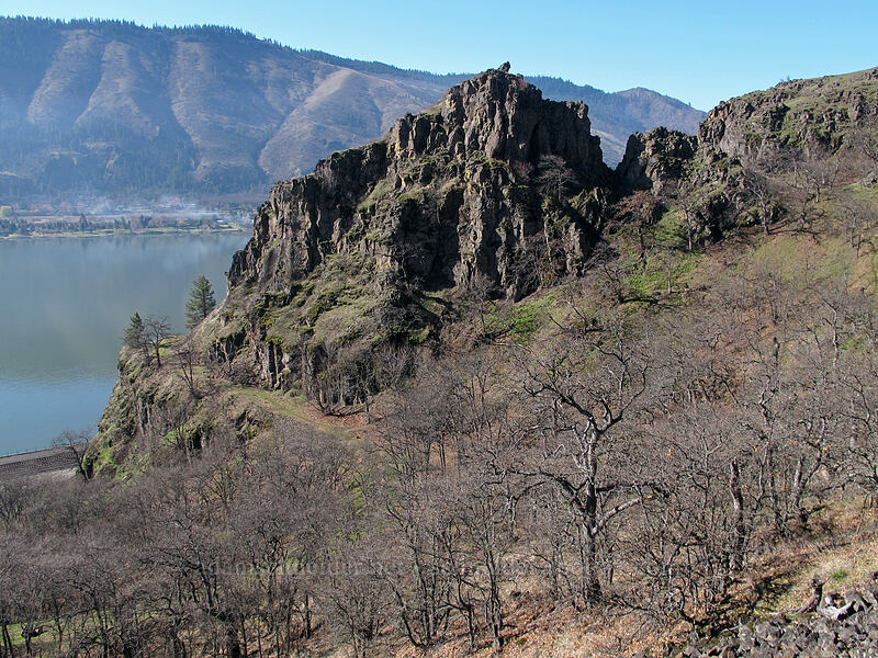 crags & leafless oak trees [Lyle Cherry Orchard Trail, Klickitat County, Washington]