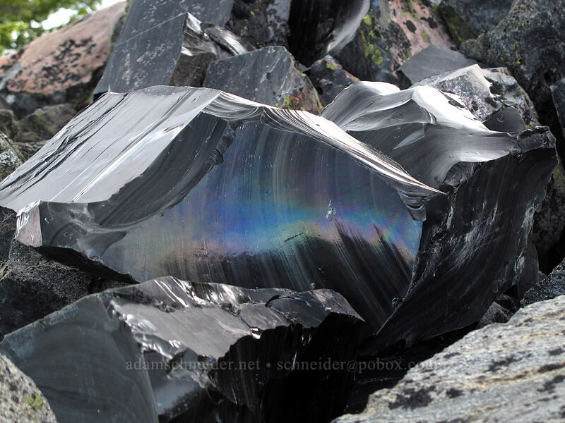 iridiscent obsidian [Glass Mountain, Modoc National Forest, Siskiyou County, California]