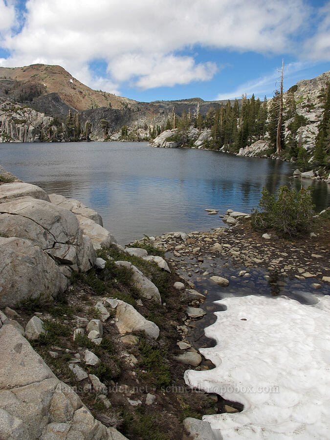 Lake Le Conte & melting snow [Pacific Crest Trail, Desolation Wilderness, El Dorado County, California]
