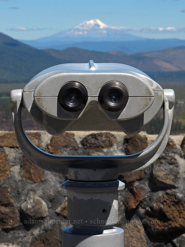 binoculars trained on Mt. Shasta [Hat Creek Rim Overlook, Lassen National Forest, Shasta County, California]