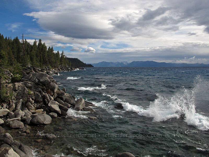high waves on Lake Tahoe [Chimney Beach Trail, Lake Tahoe Basin, Carson City County, Nevada]
