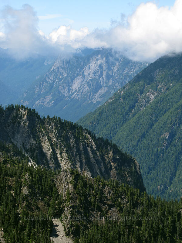 view to the northwest [above the Pacific Crest Trail, Alpine Lakes Wilderness, King County, Washington]
