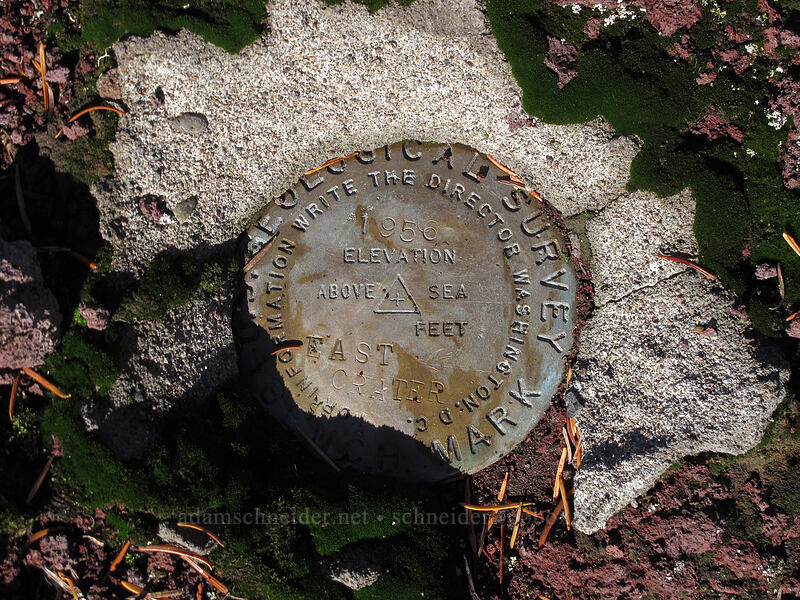 East Crater's USGS benchmark [East Crater, Indian Heaven Wilderness, Skamania County, Washington]