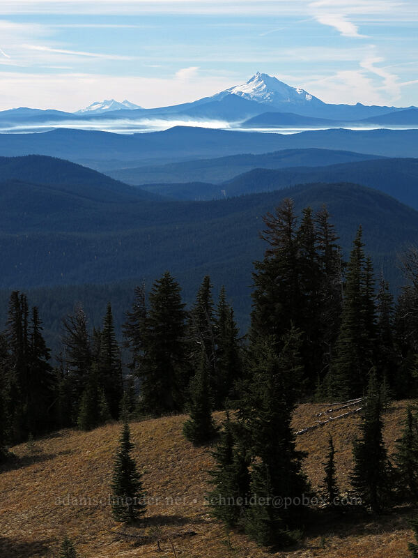 Mt. Jefferson & Three Sisters [above White River Canyon, Mt. Hood National Forest, Hood River County, Oregon]