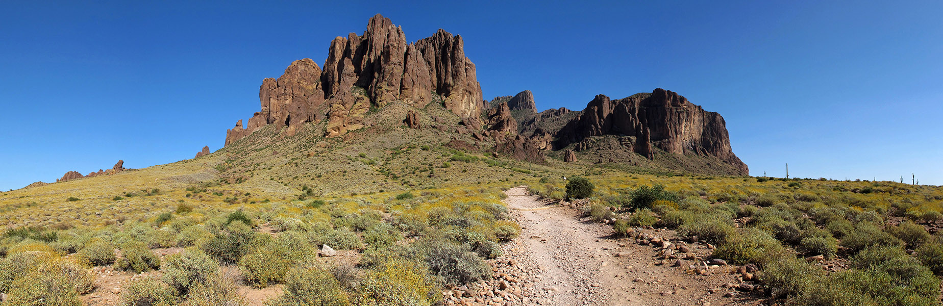 Superstition Mountain afternoon panorama [Siphon Draw Trail, Tonto National Forest, Pinal County, Arizona]