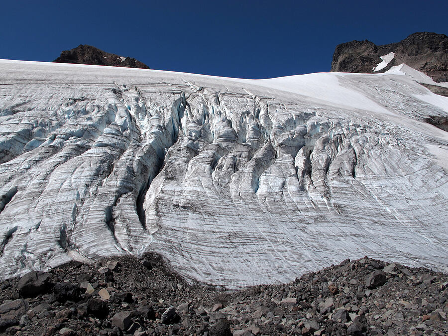 crevasses on the north side of Hayden Glacier [north of Hayden Glacier, Three Sisters Wilderness, Deschutes County, Oregon]