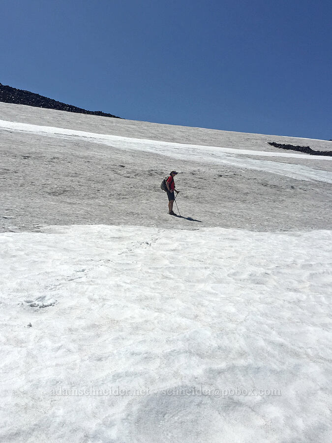 Adam on a snowfield [north of Middle Sister, Three Sisters Wilderness, Lane County, Oregon]