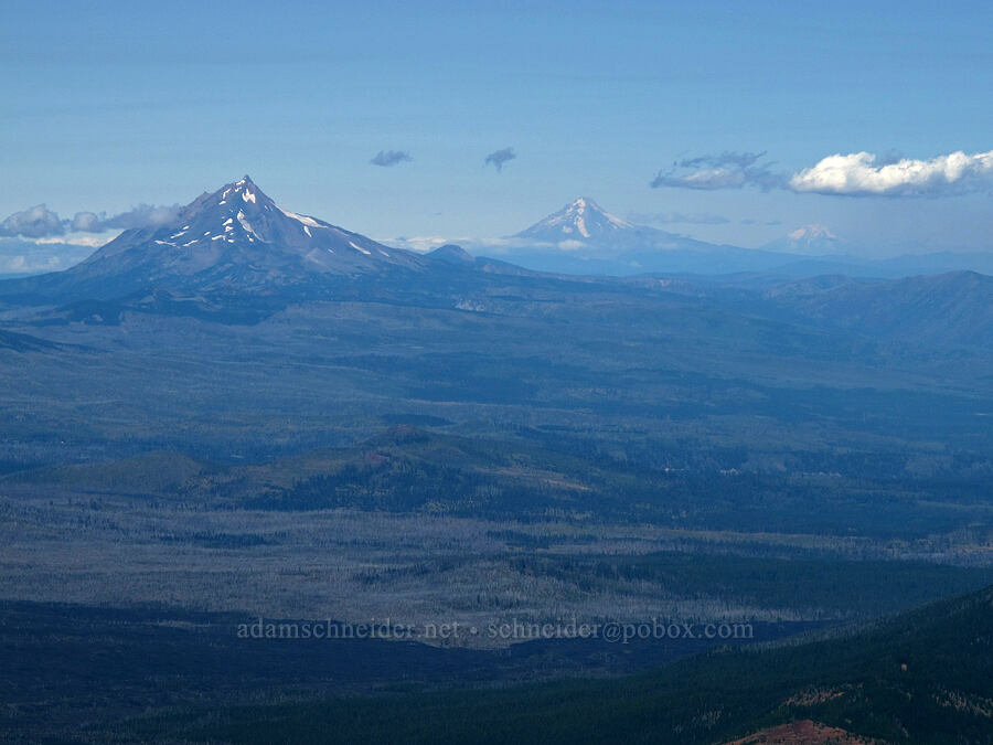 Mt. Jefferson, Mt. Hood, & Mt. Adams [Middle Sister summit, Three Sisters Wilderness, Deschutes County, Oregon]