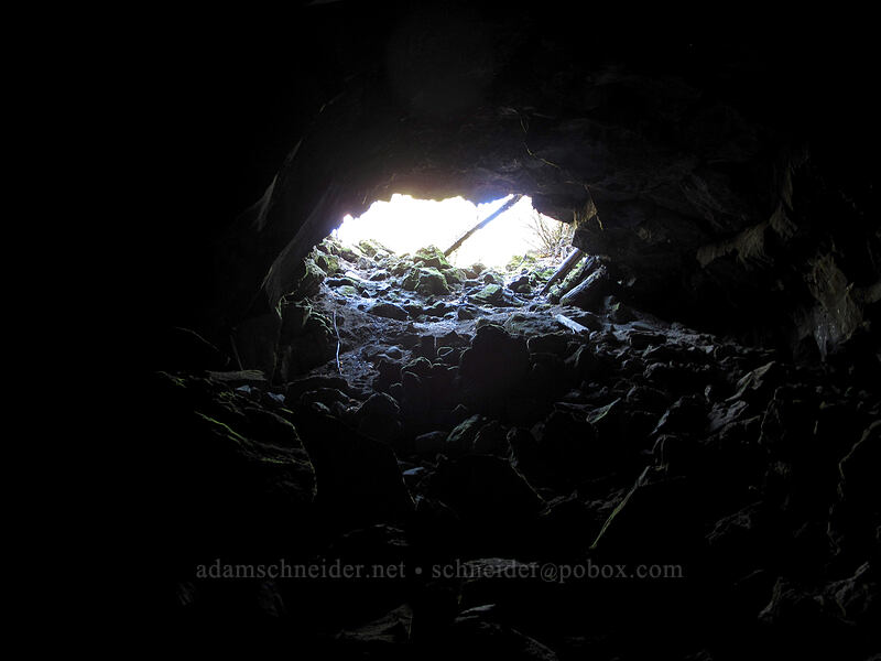 passage entrance (pit #2) [Falls Creek Cave, Gifford Pinchot National Forest, Skamania County, Washington]