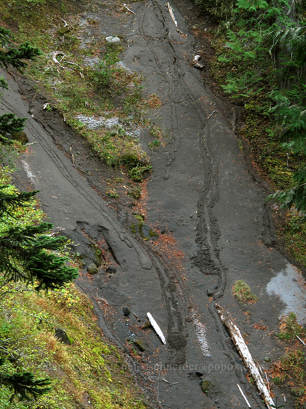 small debris flows [Pacific Crest Trail, Mt. Hood Wilderness, Clackamas County, Oregon]