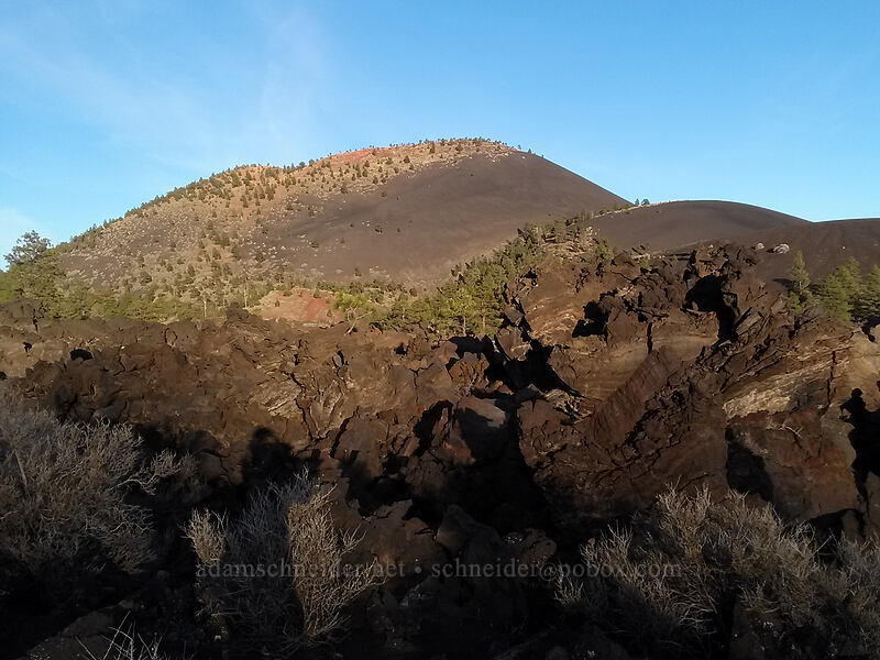 Sunset Crater & broken lava [Bonita Vista Trail, Sunset Crater Volcano National Monument, Coconino County, Arizona]