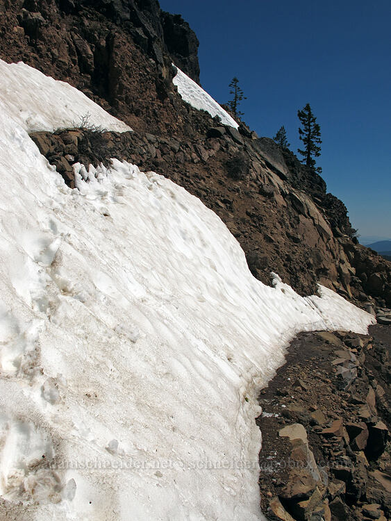 steep snow on the trail [Garfield Peak Trail, Crater Lake National Park, Klamath County, Oregon]
