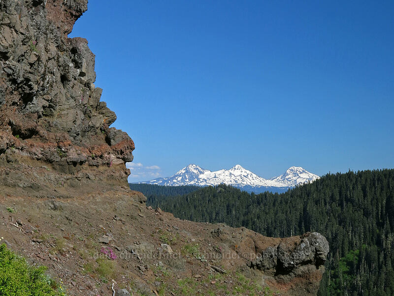 Three Sisters & cliffs [Iron Mountain Trail, Willamette National Forest, Linn County, Oregon]