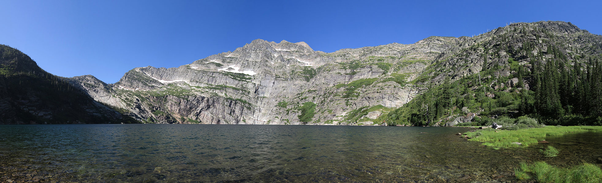 Leigh Lake panorama [Leigh Lake Trail, Cabinet Mountains Wilderness, Lincoln County, Montana]
