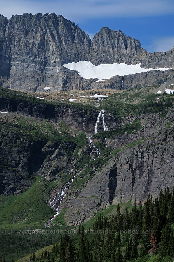 Salamander Glacier & Grinnell Falls [Grinnell Glacier Trail, Glacier National Park, Glacier County, Montana]