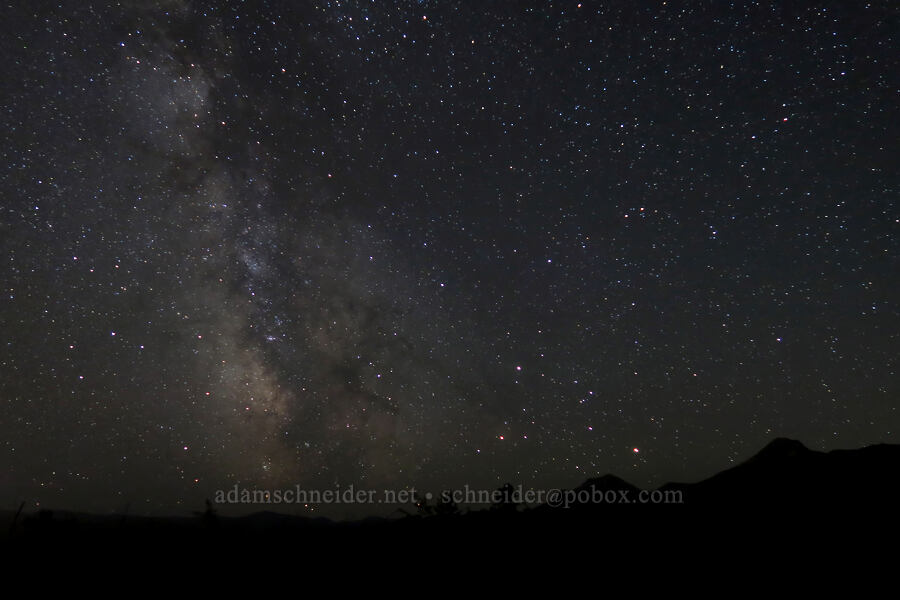 Milky Way, stars, & mountains [Kitson Hill, East Glacier Park, Glacier County, Montana]
