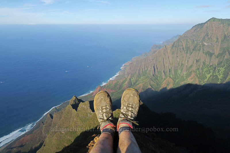 Adam's feet [Kalepa Ridge Trail, Na Pali Coast State Park, Kaua'i, Hawaii]
