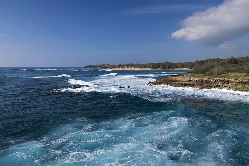 big waves in blue water [Pao'o Point, Maha'ulepu, Kaua'i, Hawaii]